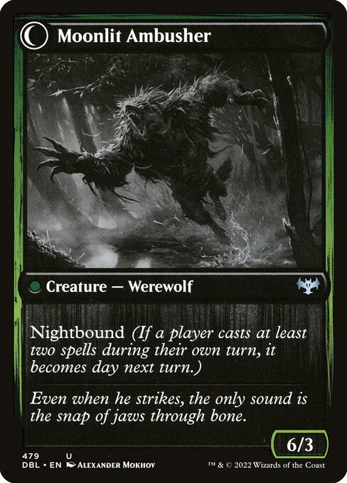 Oakshade Stalker // Moonlit Ambusher (reverso)