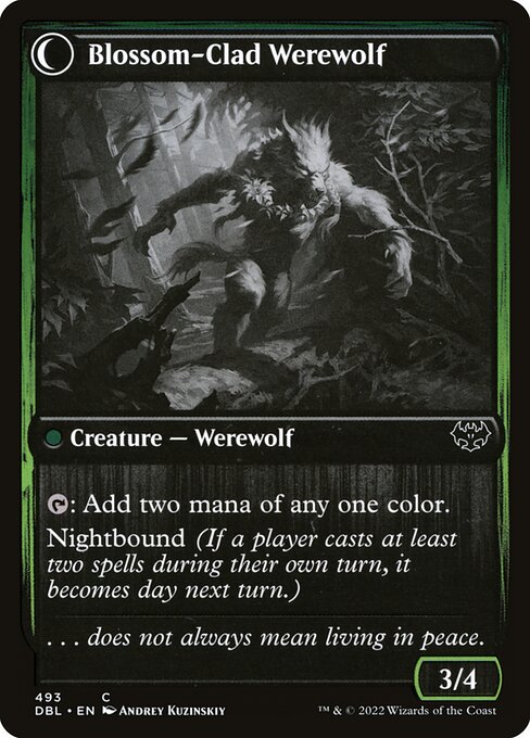 Weaver of Blossoms // Blossom-Clad Werewolf (reverso)