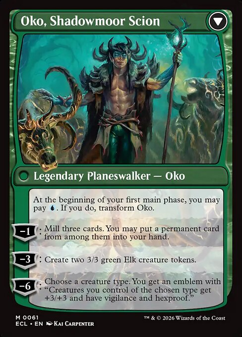 Oko, Lorwyn Liege // Oko, Shadowmoor Scion (reverso)