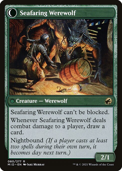Suspicious Stowaway // Seafaring Werewolf (reverso)