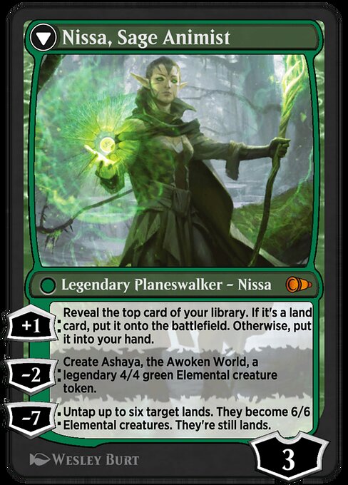 Nissa, Vastwood Seer // Nissa, Sage Animist (reverso)