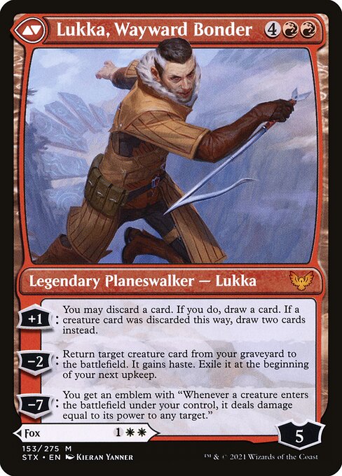 Mila, Crafty Companion // Lukka, Wayward Bonder (reverso)
